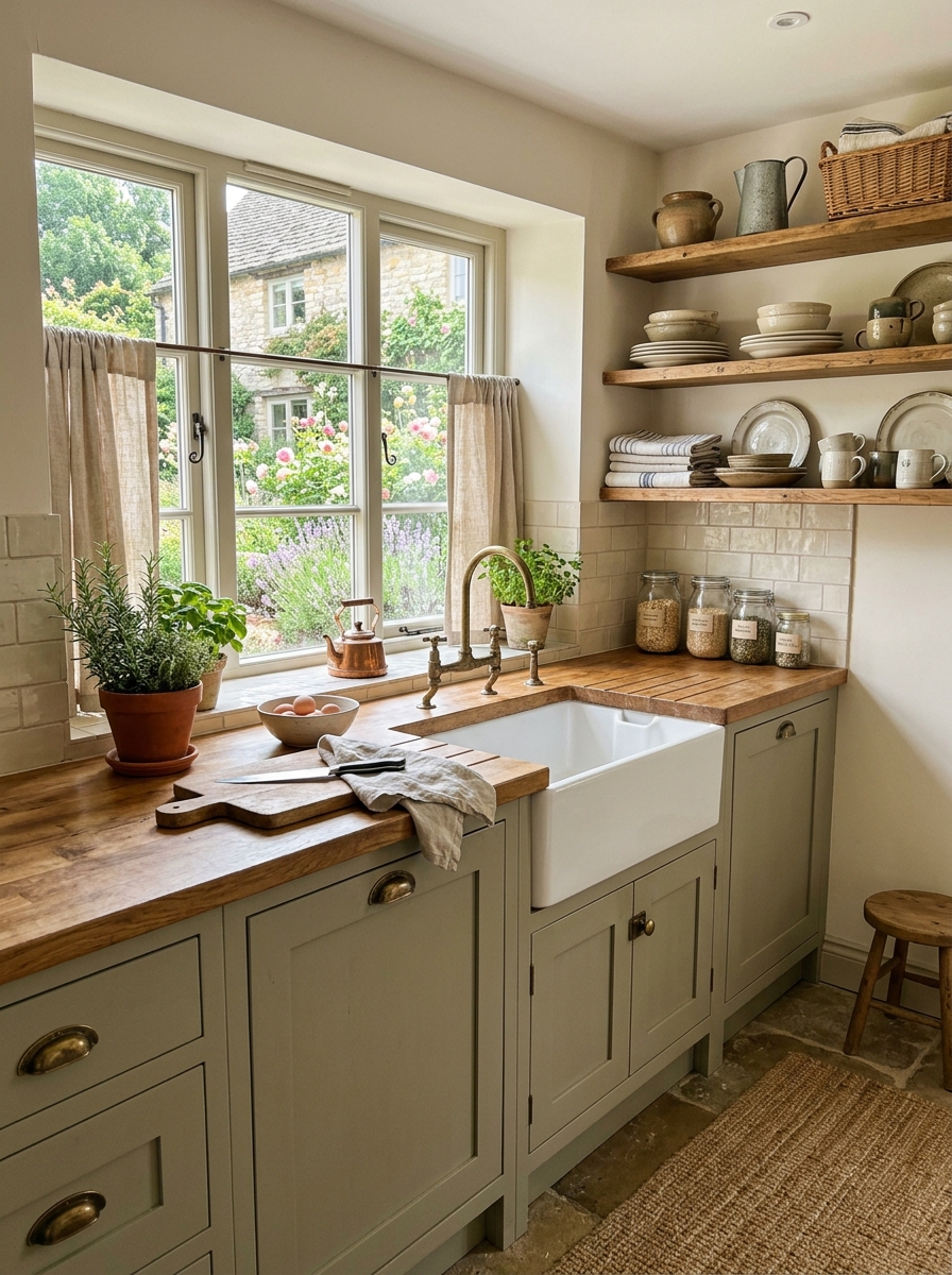 Cozy Cottage Sage Green Kitchen