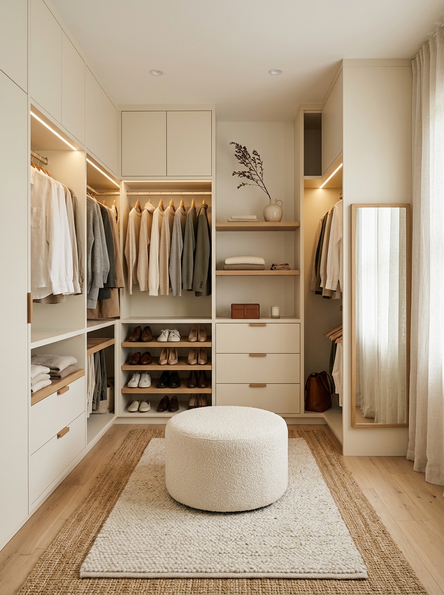 Cozy Minimalist Closet with Soft Textures