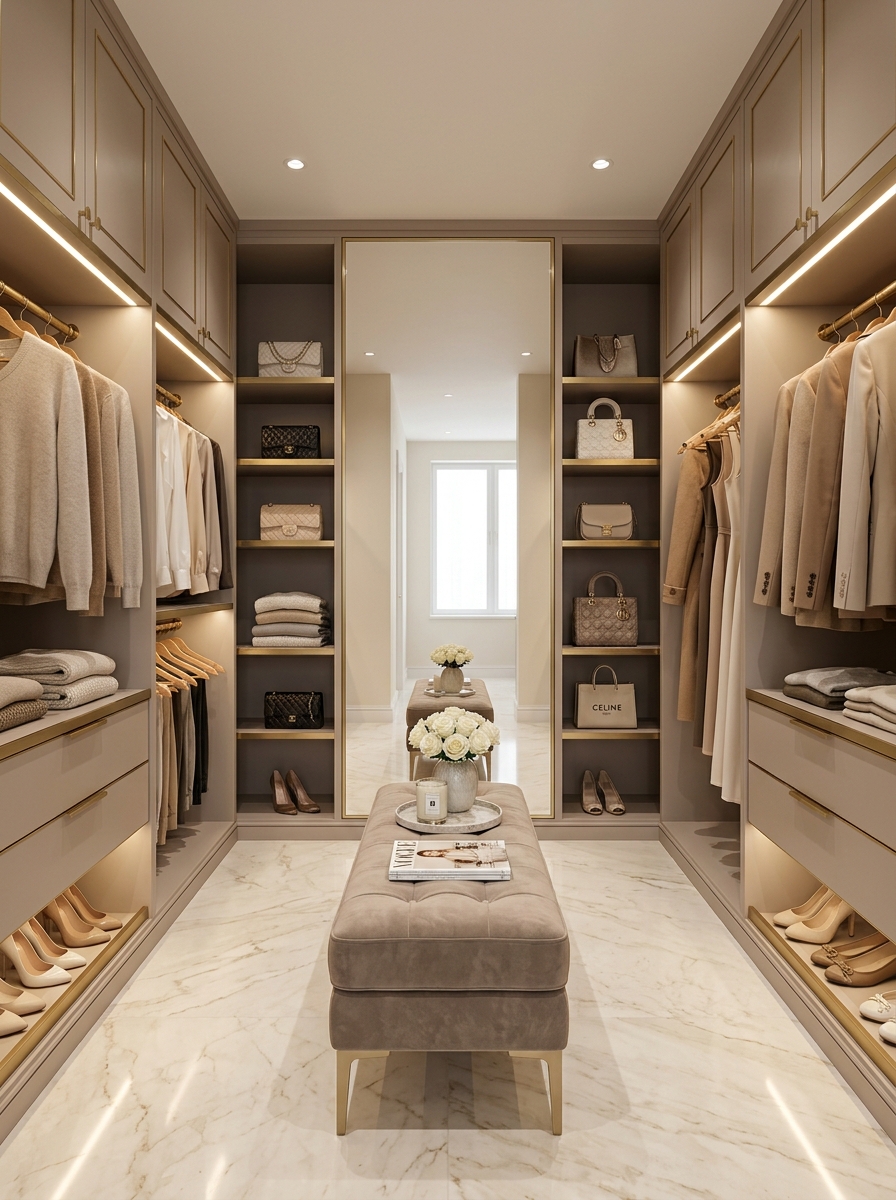 Elegant Minimalist Closet With Hotel-Inspired Symmetry