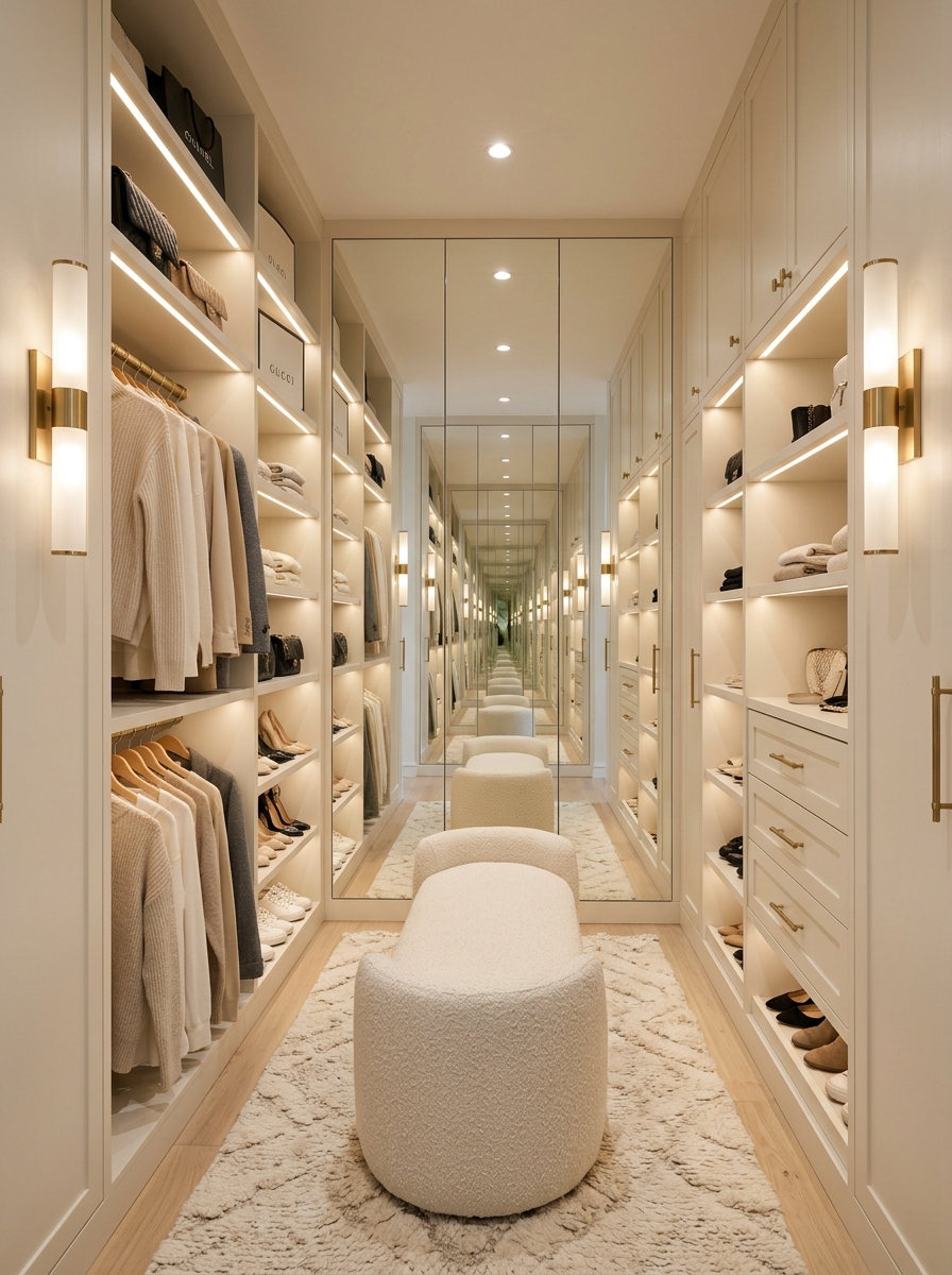 Elegant Small Closet With Floor-to-Ceiling Mirrors