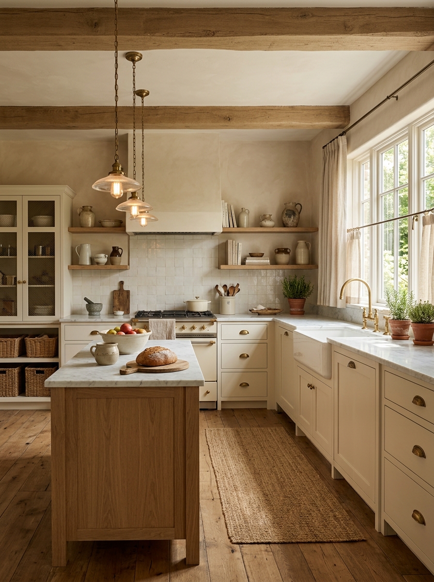Timeless Farmhouse Kitchen With Soft Neutral Layers