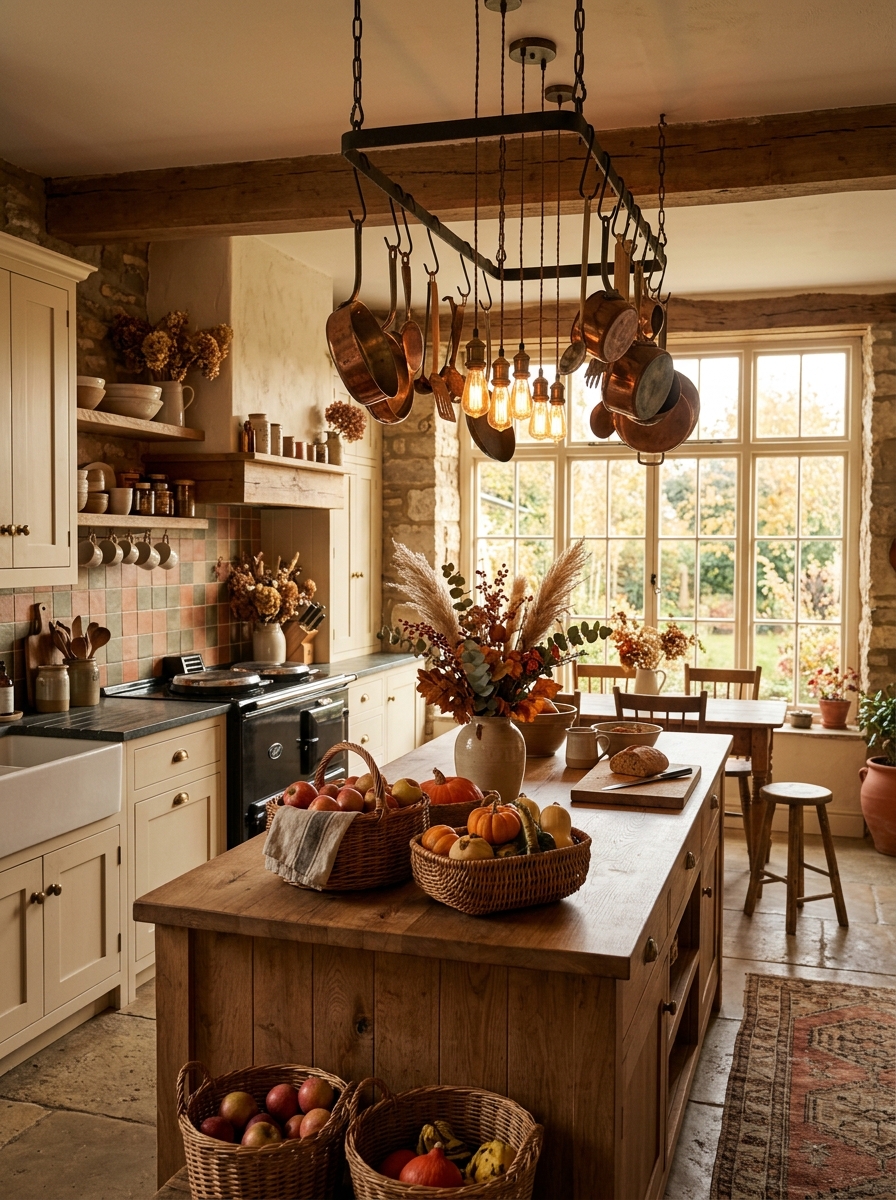 Warm Rustic Farmhouse Kitchen with Earthy Autumn Tones
