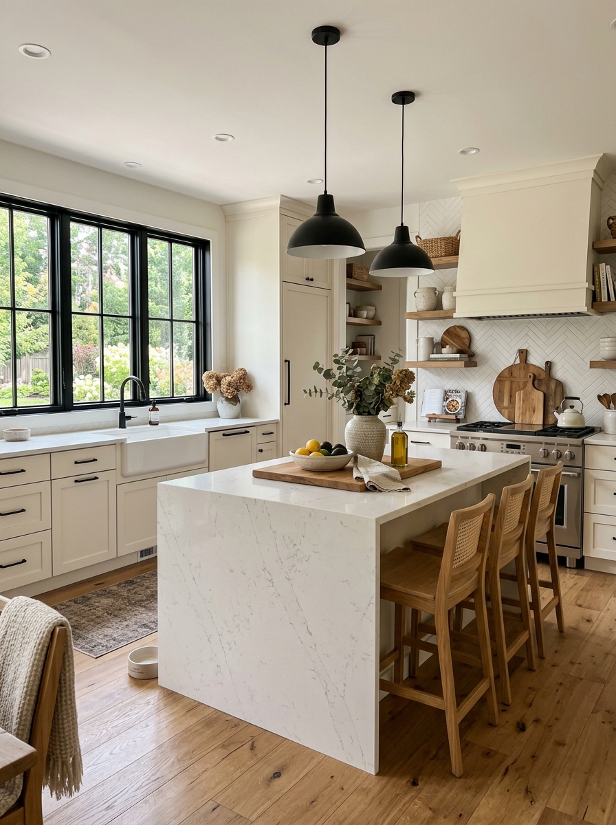 Modern Farmhouse Kitchen With Black Accents