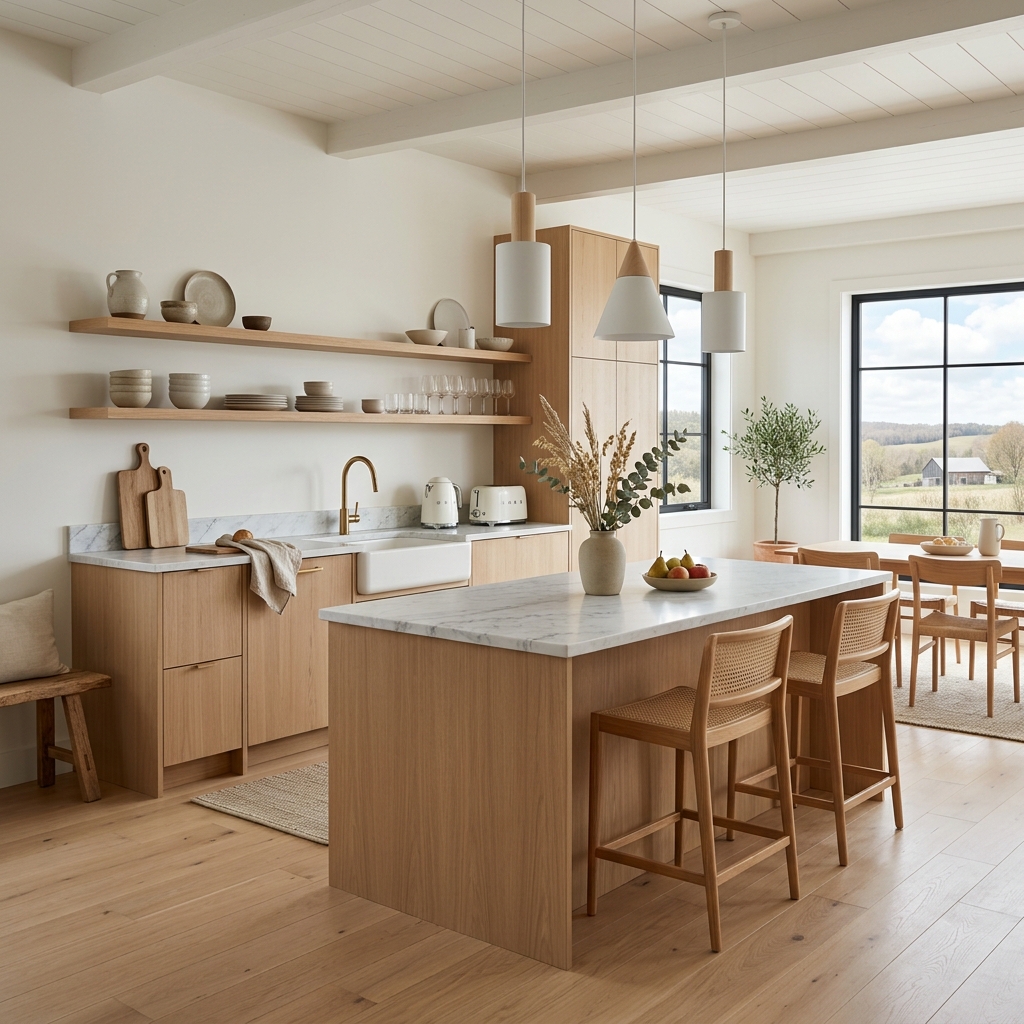Minimal Scandinavian Farmhouse Fusion Kitchen