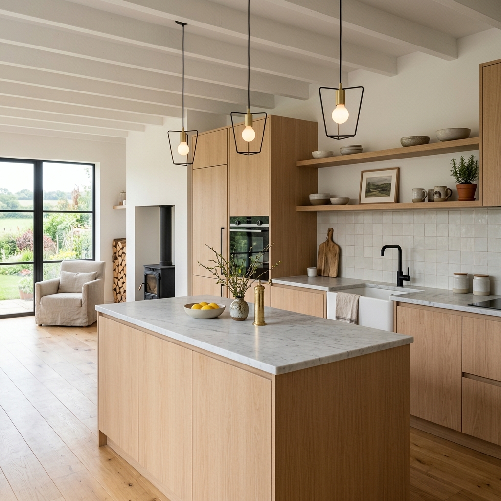 Minimal Scandinavian Farmhouse Fusion Kitchen