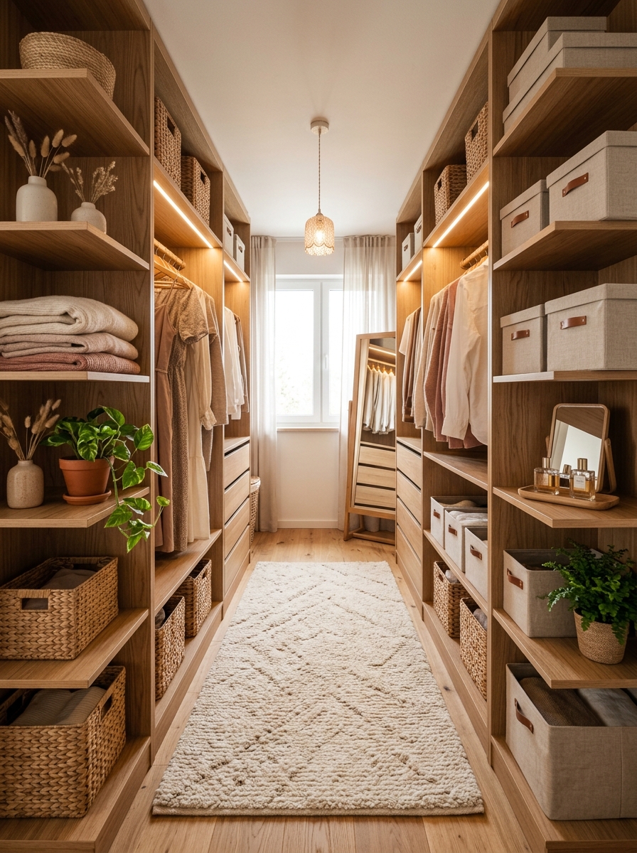 Cozy Feminine Closet with Layered Textures