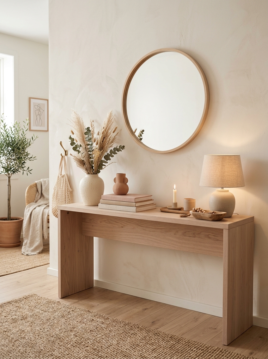 Scandinavian-Inspired Pink Console Table for Calm Feminine Spaces