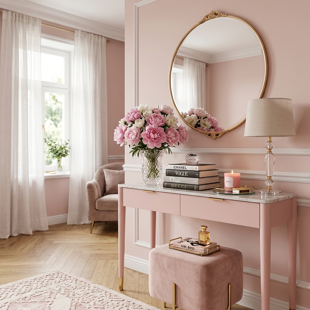 14 Girly Console Table Ideas for Women Who Love Soft Pink Home Decor