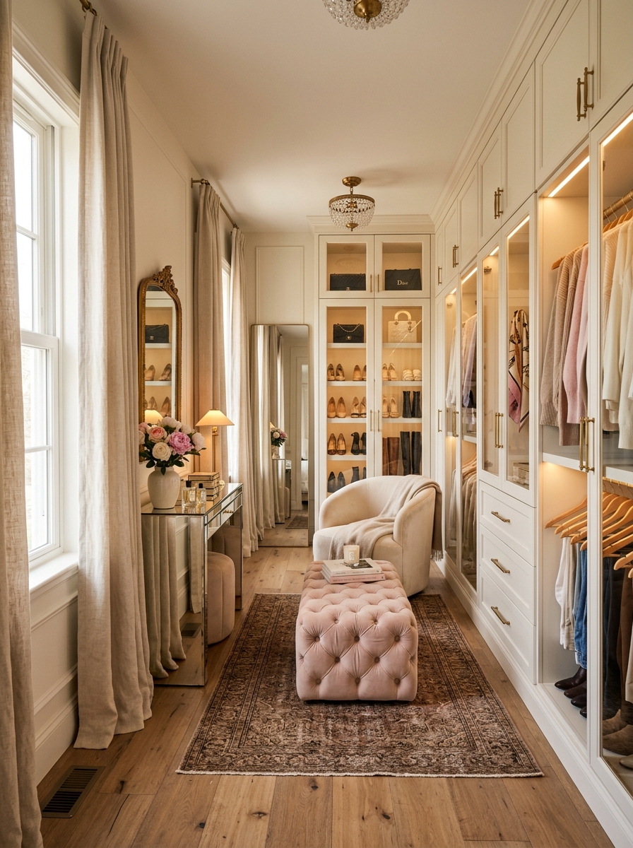 Romantic Draped Closet with Soft Textile Elegance