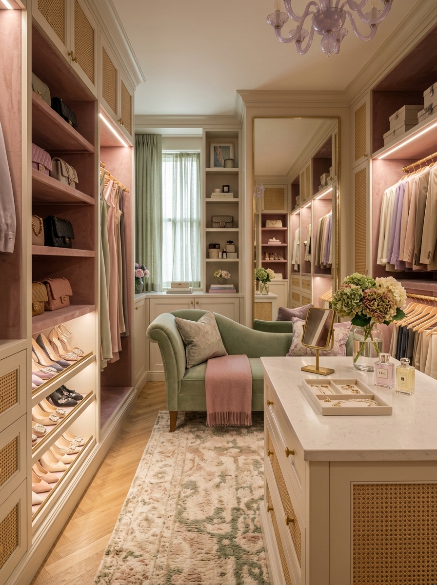 Elegant Pastel-Toned Luxury Closet