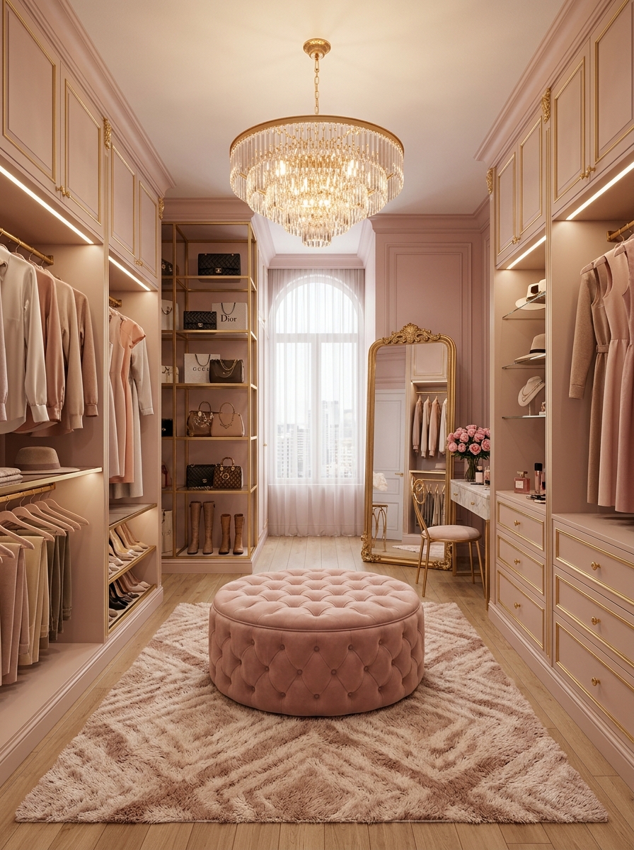 Soft Glam Blush Walk-In Closet
