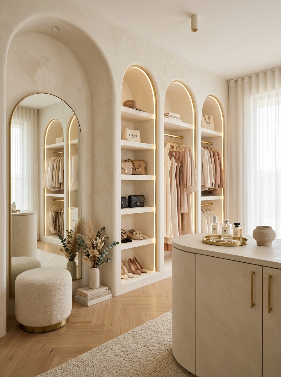 Feminine Closet with Soft Arched Details