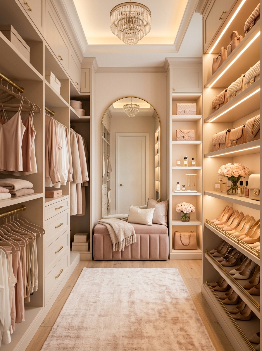 Soft Feminine Walk-In Closet