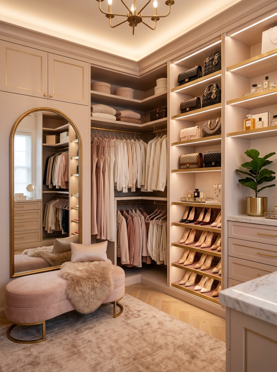 Soft Feminine Walk-In Closet