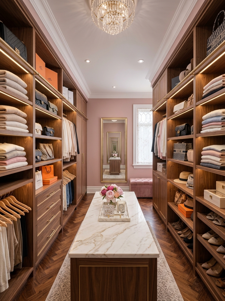 Soft Pink & Warm Wood Harmony Closet