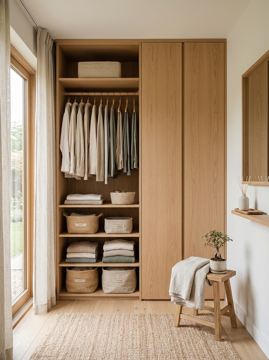 Japandi Closet with Calm Minimal Warmth