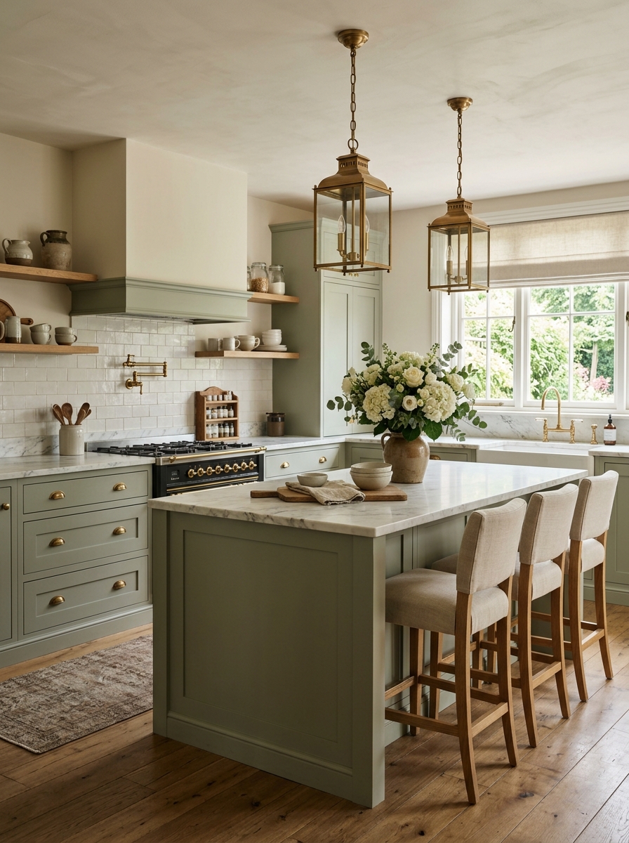 Timeless Sage Green Kitchen With Classic Details