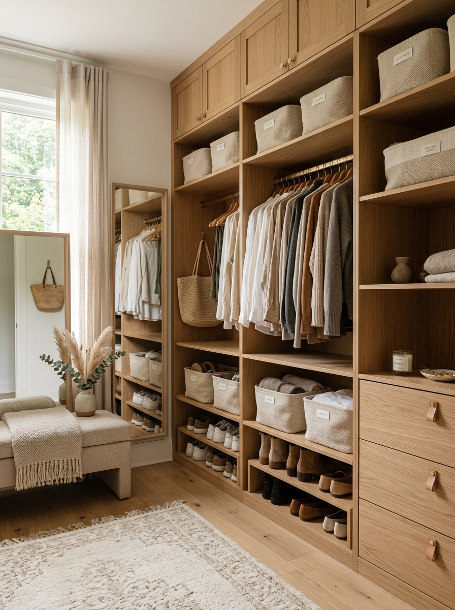 Warm Neutral Scandinavian Luxury Closet