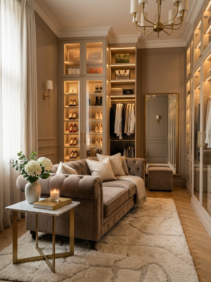 Boutique Hotel-Inspired Dressing Room Seating Lounge