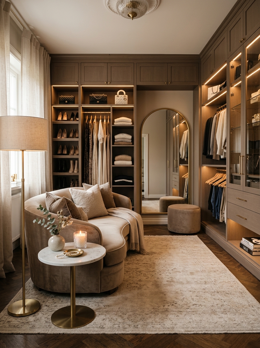 Boutique Hotel-Inspired Dressing Room Seating Lounge