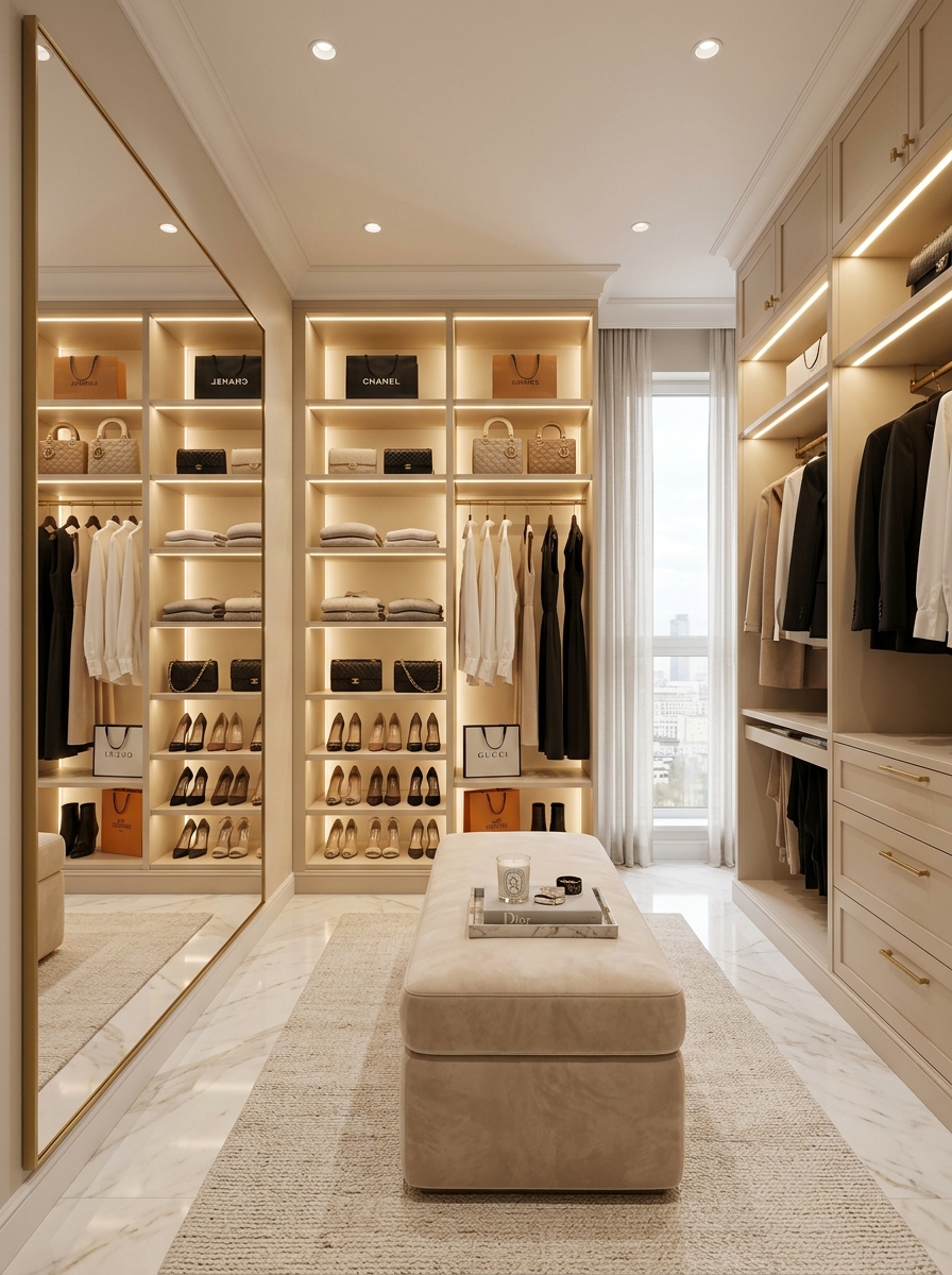 Luxury Minimalist Dressing Room with Hotel-Inspired Elegance