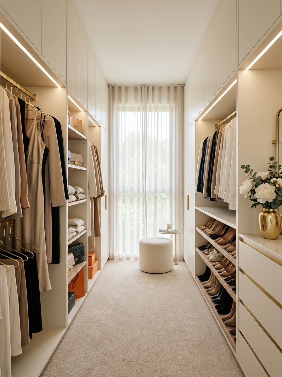 Ivory Floor-to-Ceiling Minimal Luxe Closet