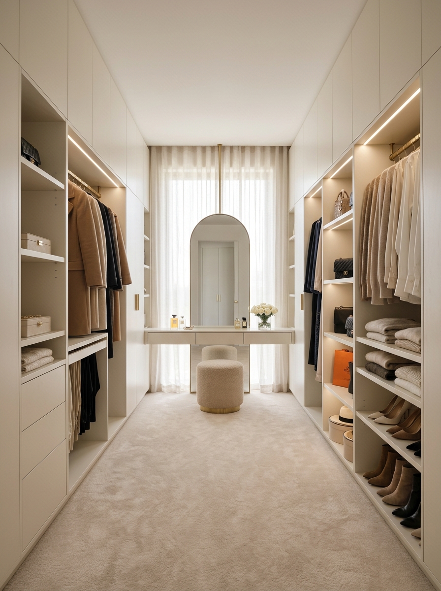 Ivory Floor-to-Ceiling Minimal Luxe Closet