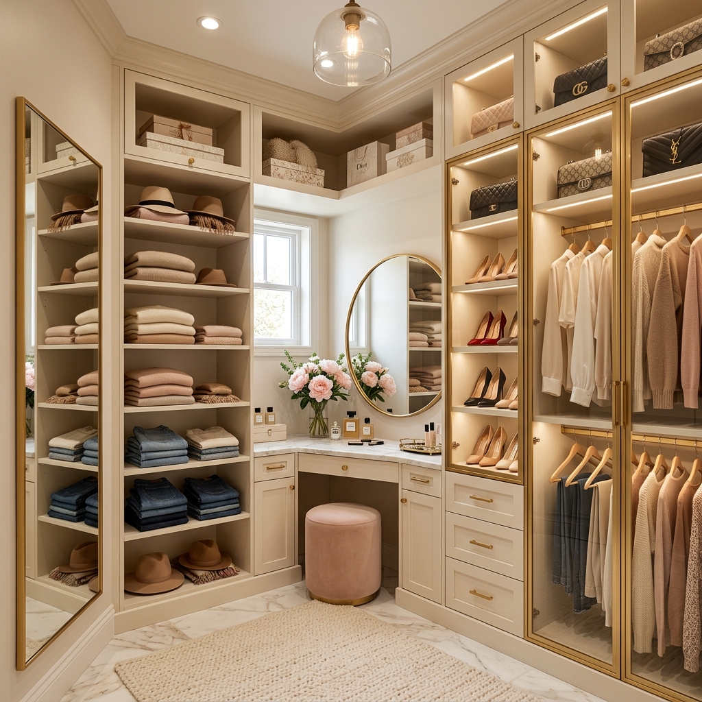 20 Space-Saving Small Walk-In Closet Ideas with Elegant Design for Stylish Women