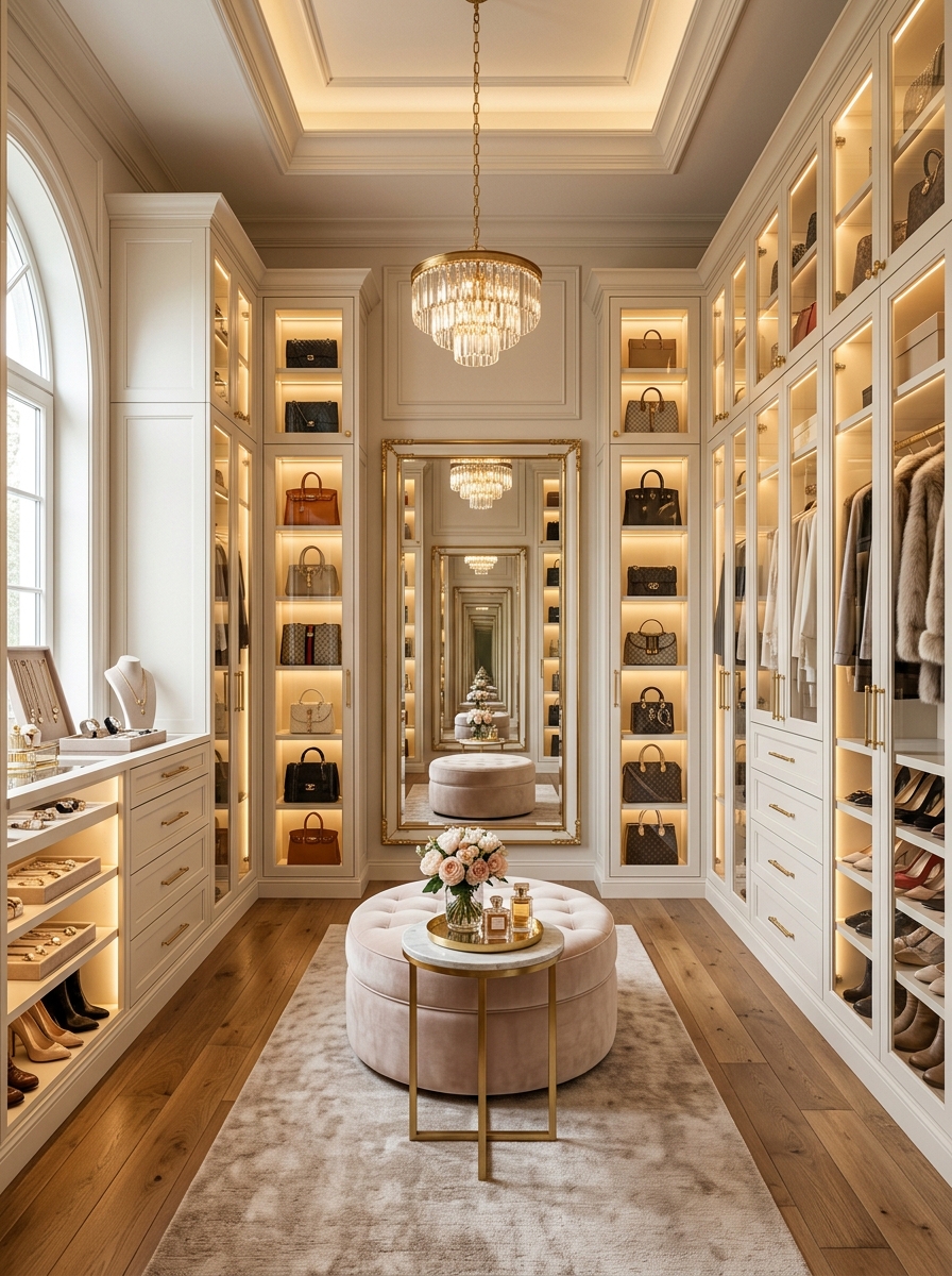 Luxury Cream Closet with Boutique Display Styling