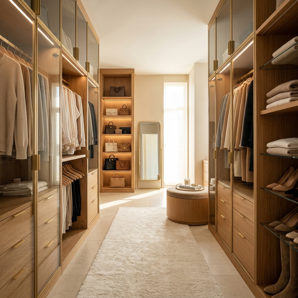 Sunlit Oak Boutique Walk-In Closet