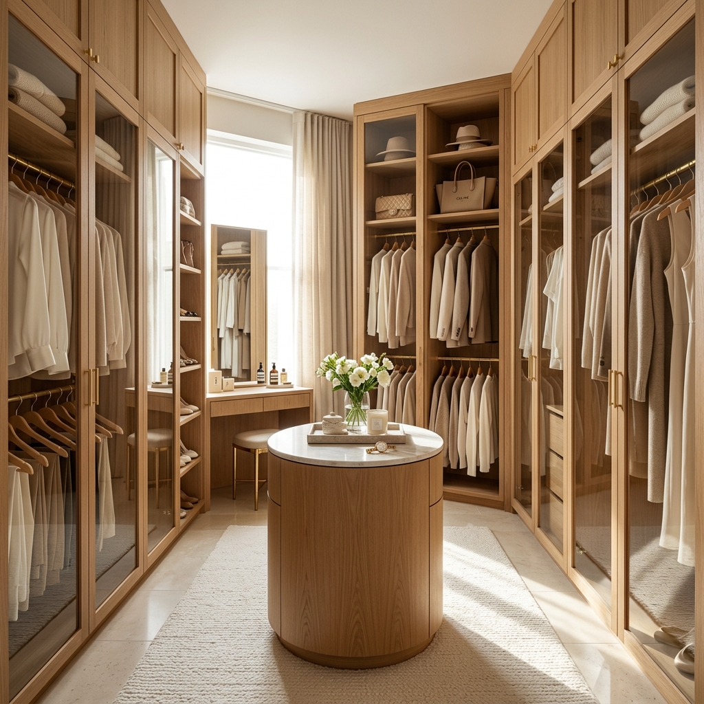 Sunlit Oak Boutique Walk-In Closet