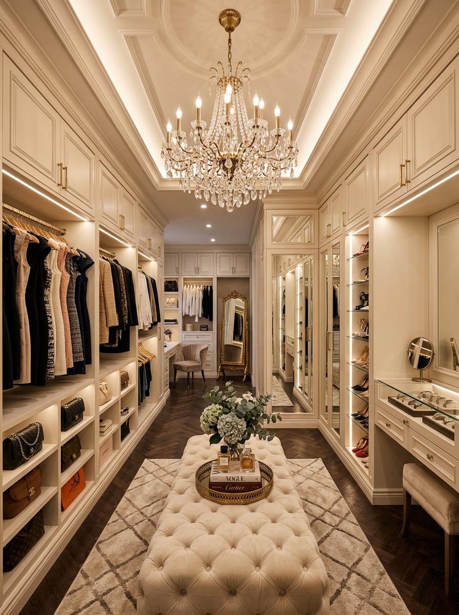 Statement Lighting Luxury Closet