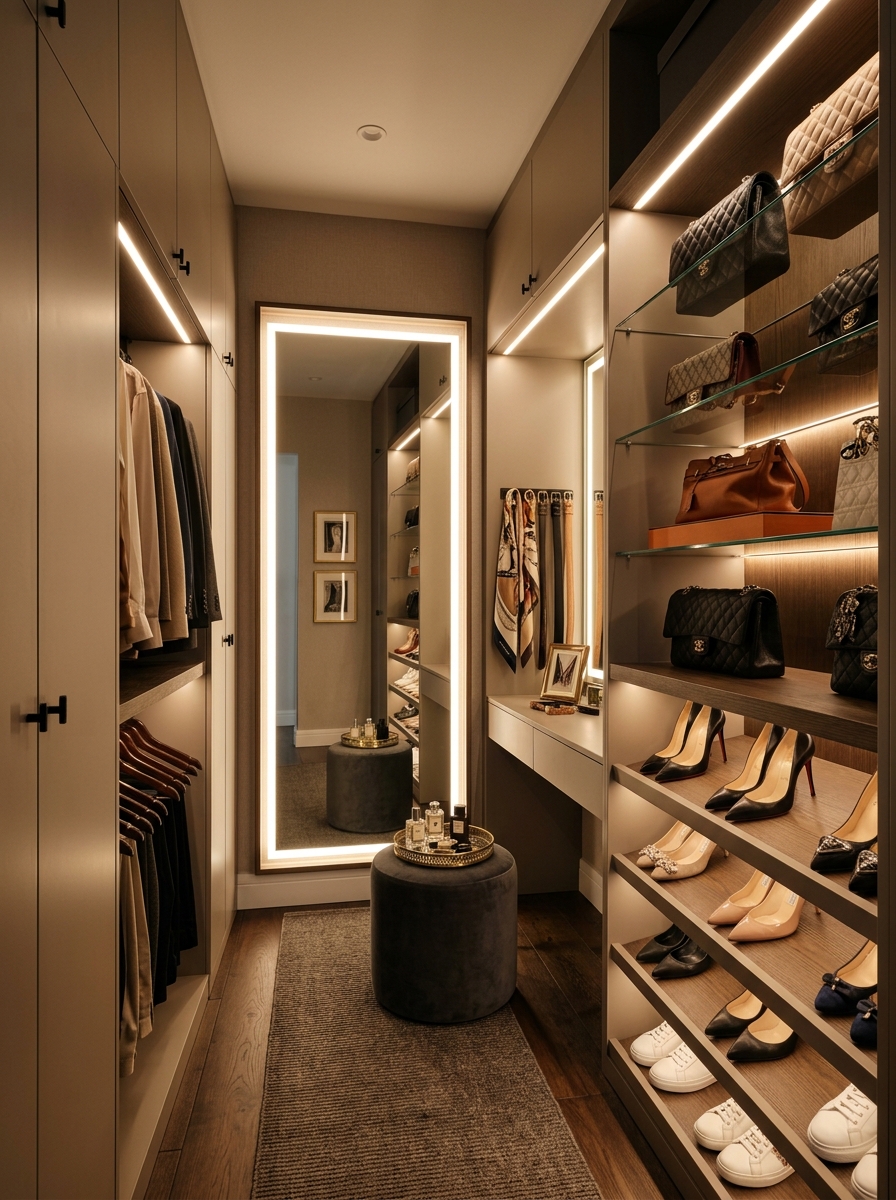 Luxury Closet with Hidden LED Lighting