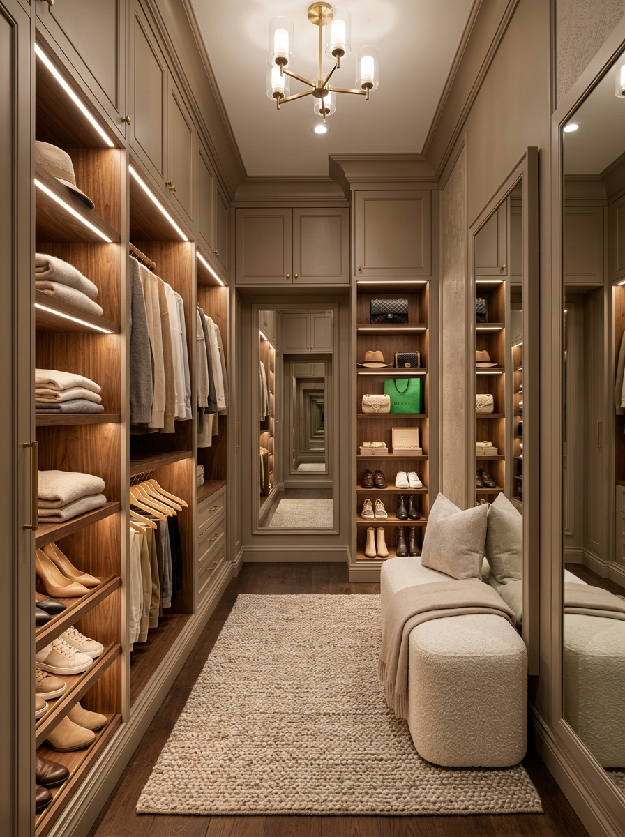 Luxury Hotel-Inspired Closet With Soft Ambient Lighting