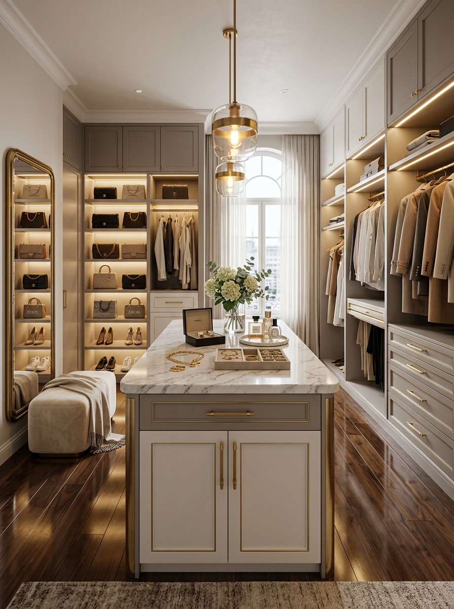 Marble Island Center Walk-In Closet