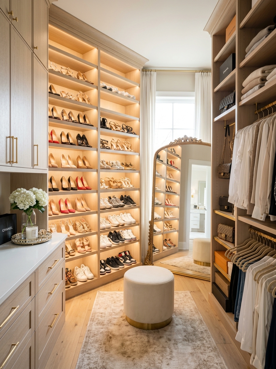 Boutique-Style Open Shoe Wall