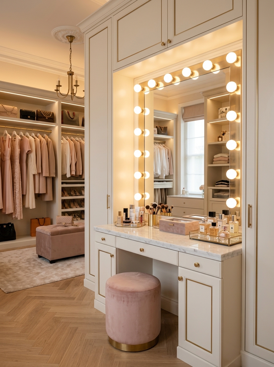Vanity Station Integrated into Closet