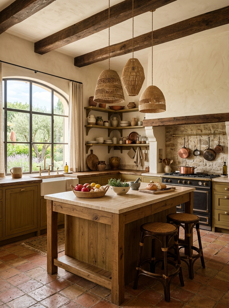 Olive Green Kitchen With Warm Mediterranean Inspiration