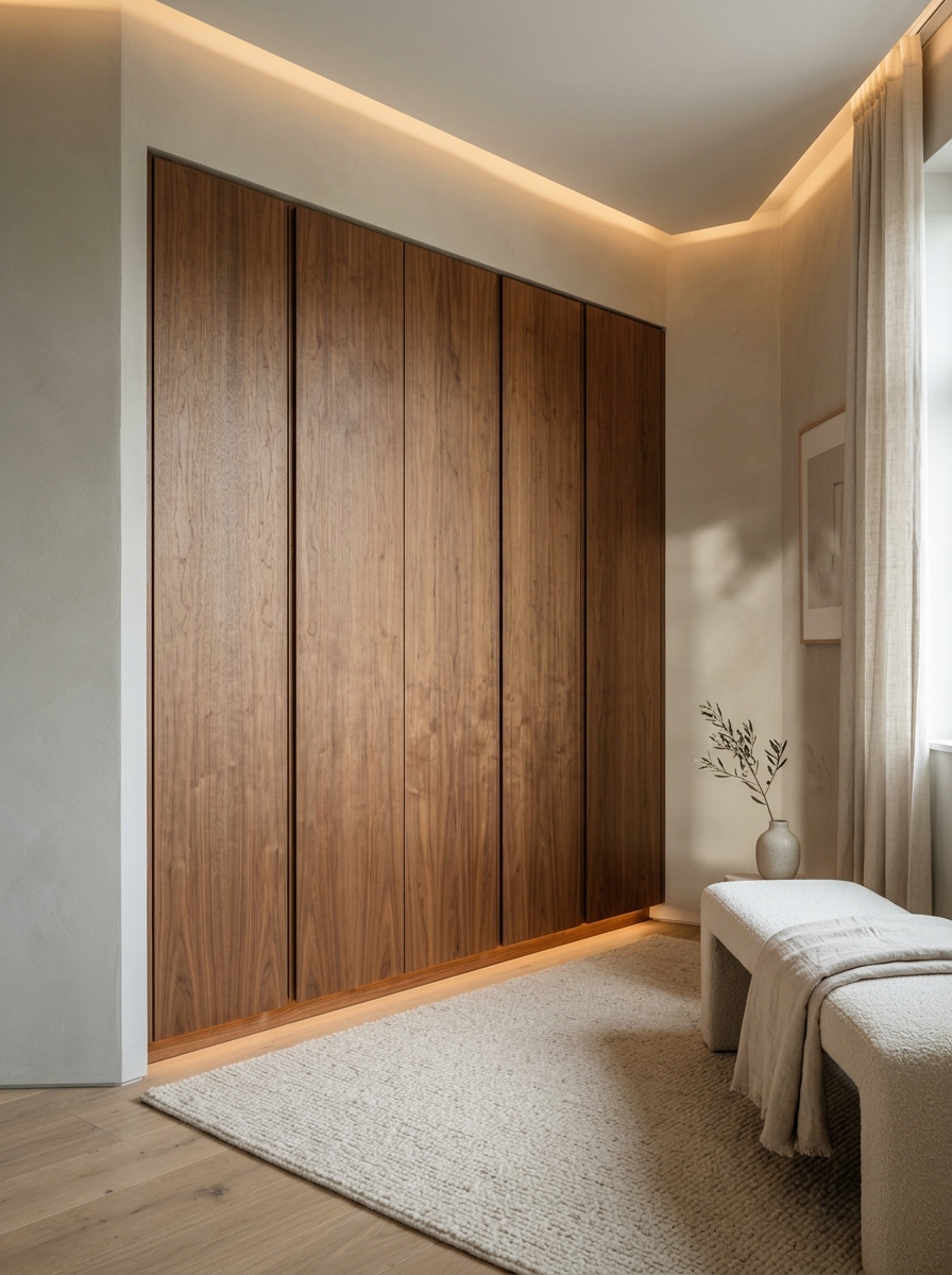 Minimal Luxury Seamless Warm Wood Closet