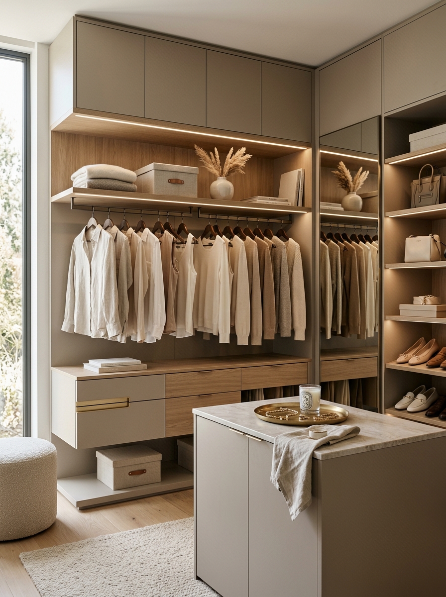 Modern Neutral Closet with Matte Finishes
