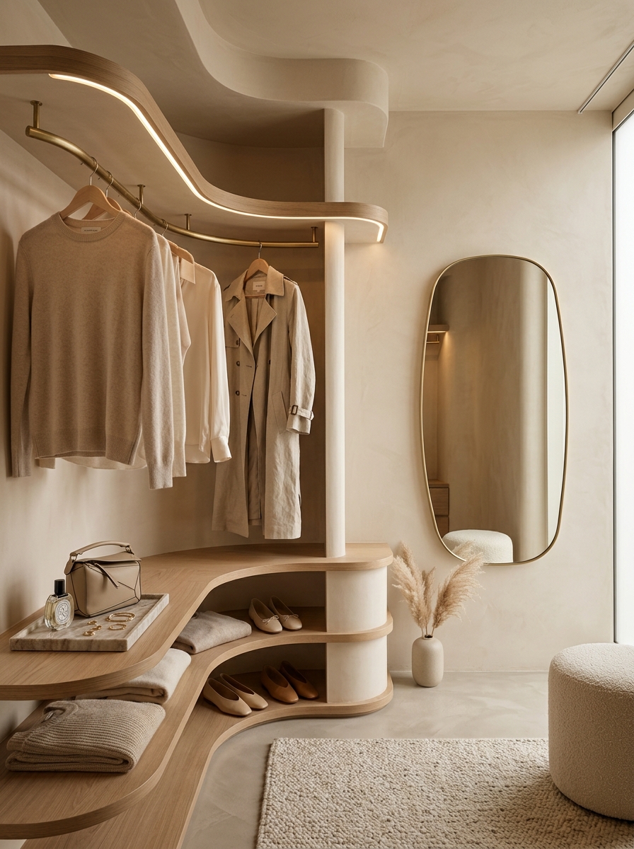 Soft Curved Closet Design Elements