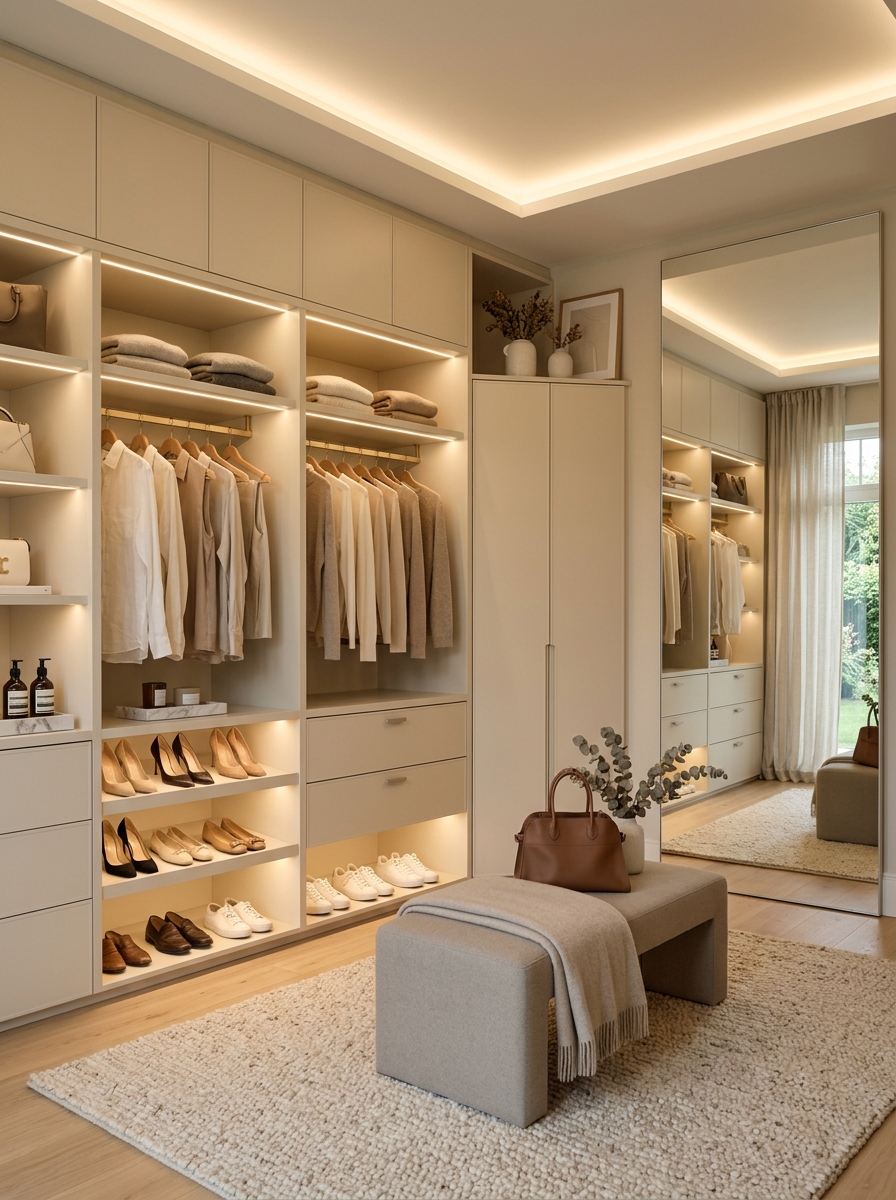 Calm Minimal Closet with Soft Hidden Lighting