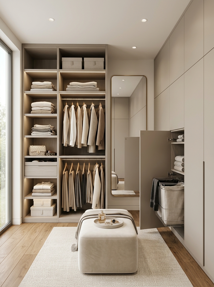 Minimalist Closet with Hidden Storage Solutions
