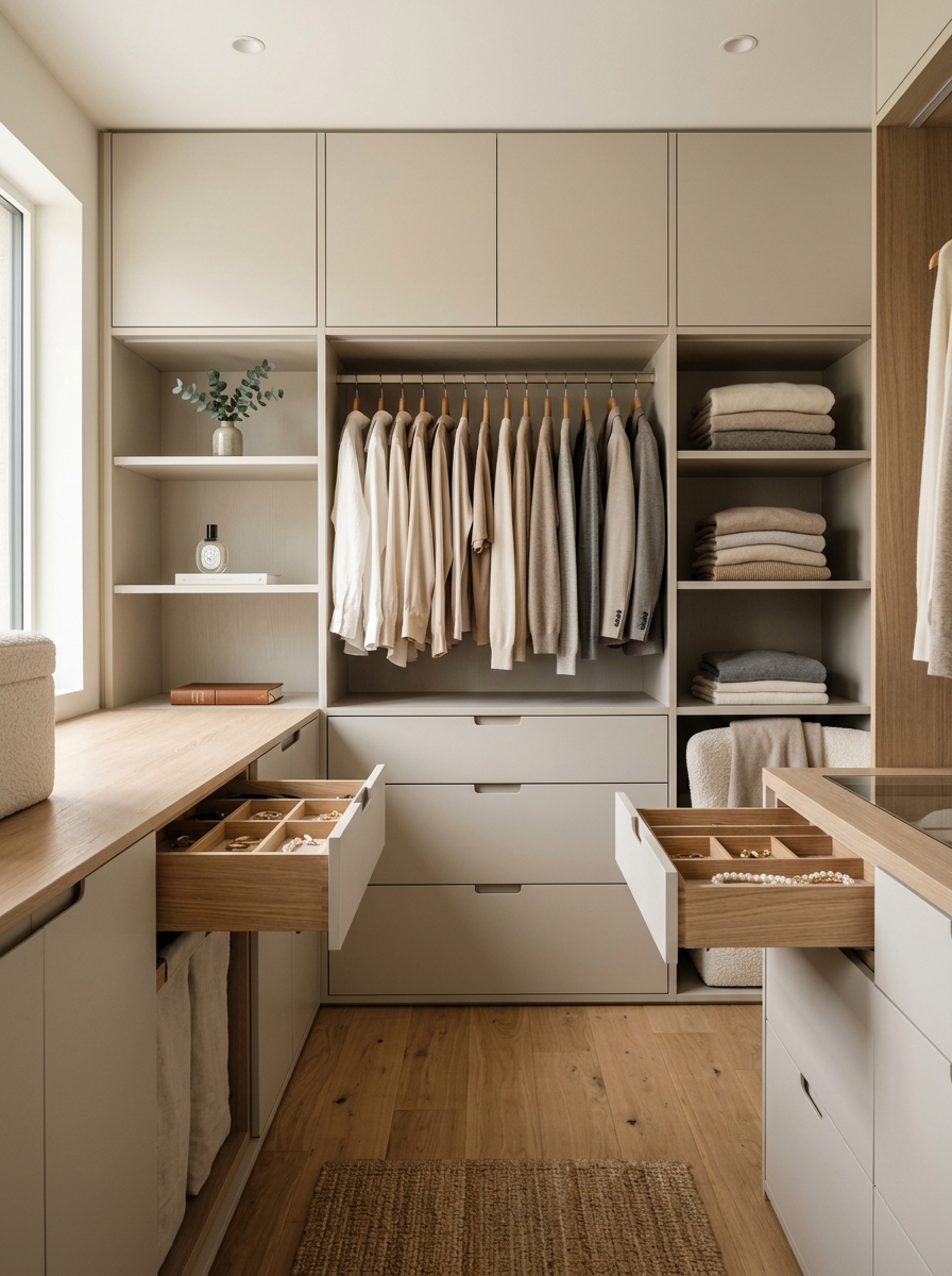 Minimalist Closet with Hidden Storage Solutions