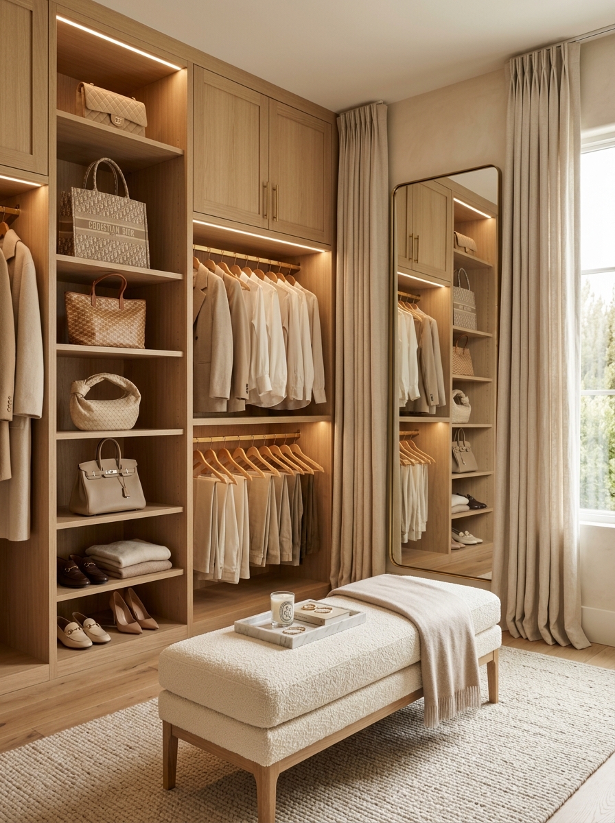 Dreamy Soft Neutral Closet with Luxury Hotel Vibes