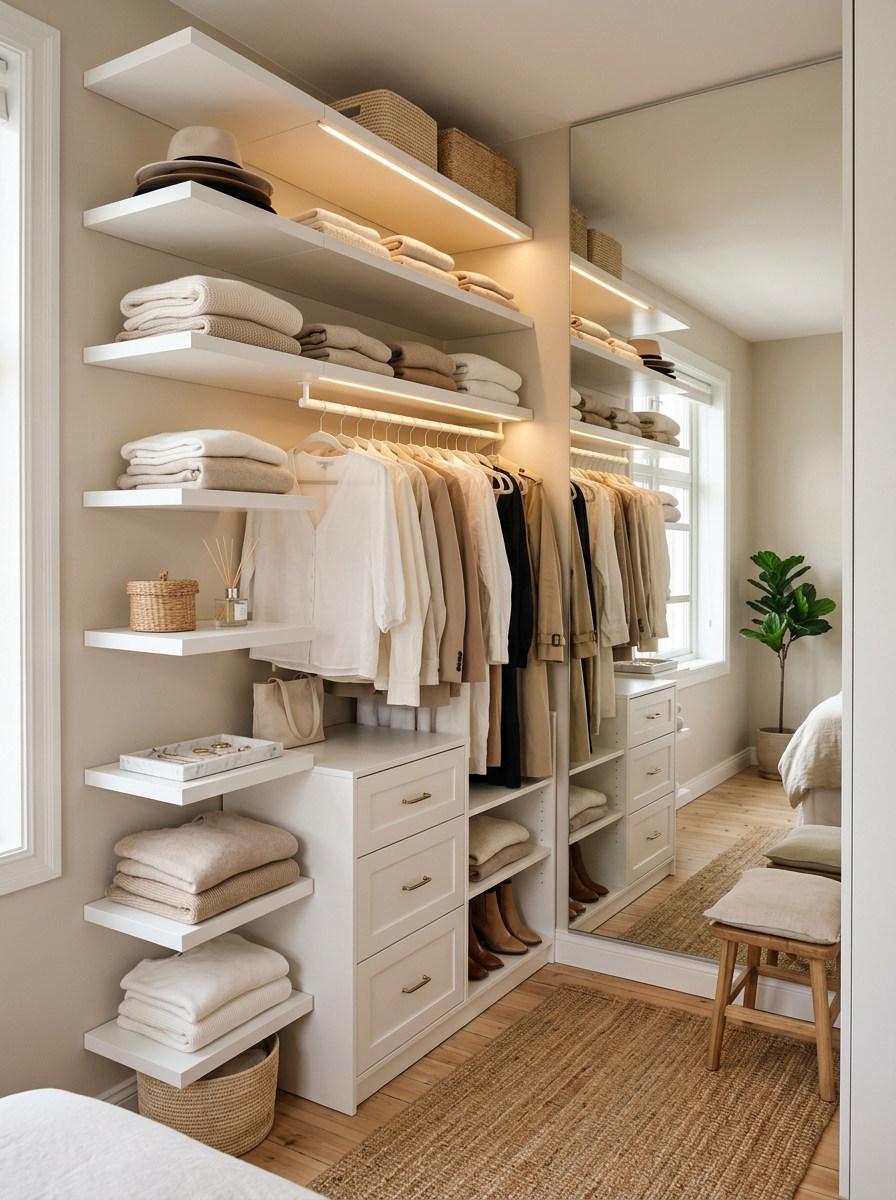 Small-Space Minimalist Closet with Smart Organization