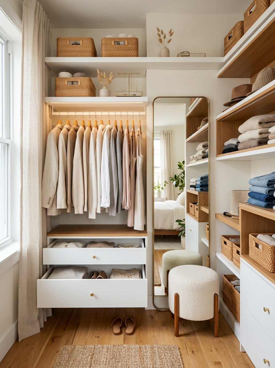 Elegant Small Closet With Smart Space-Saving Storage
