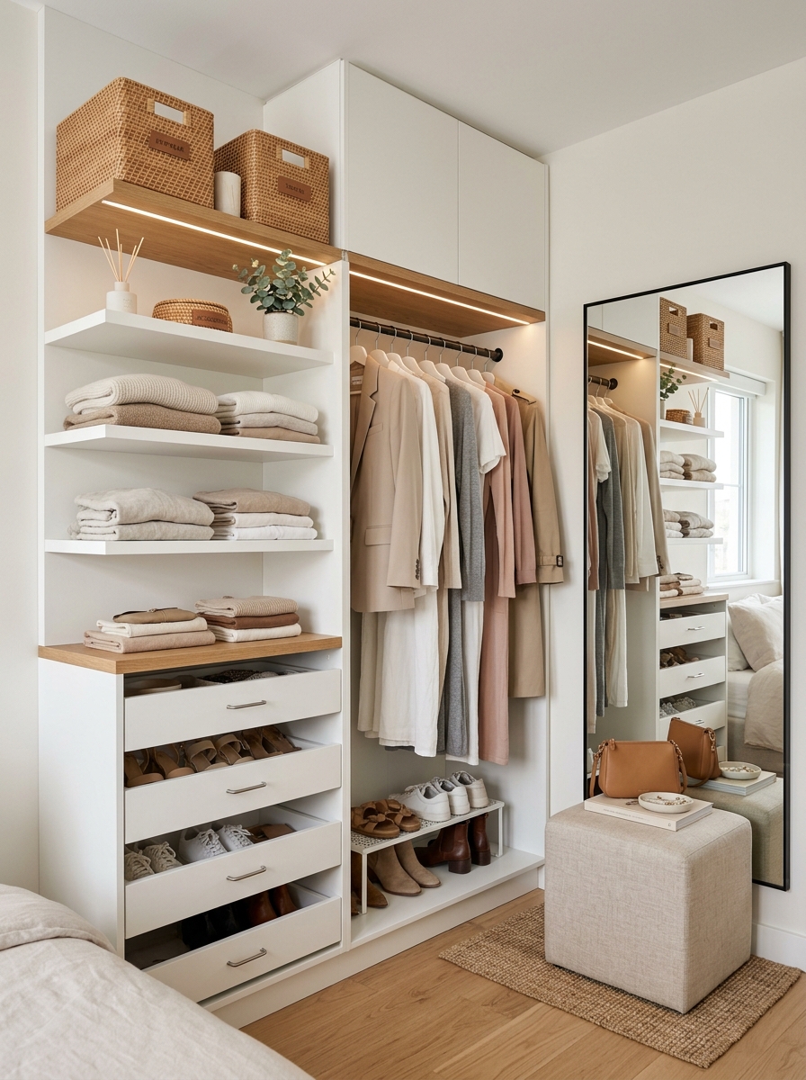 Elegant Small Closet With Smart Space-Saving Storage
