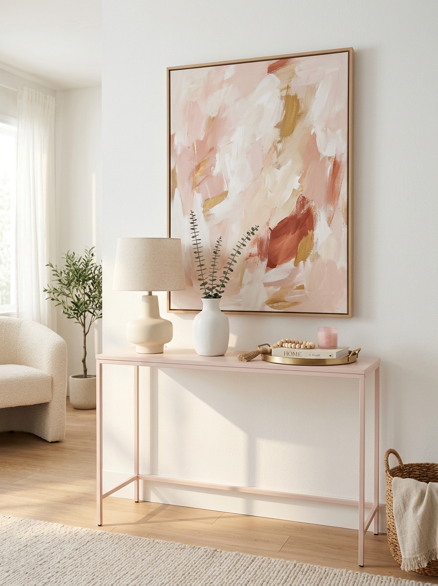 Modern Minimalist Pink Console Table with Clean Styling