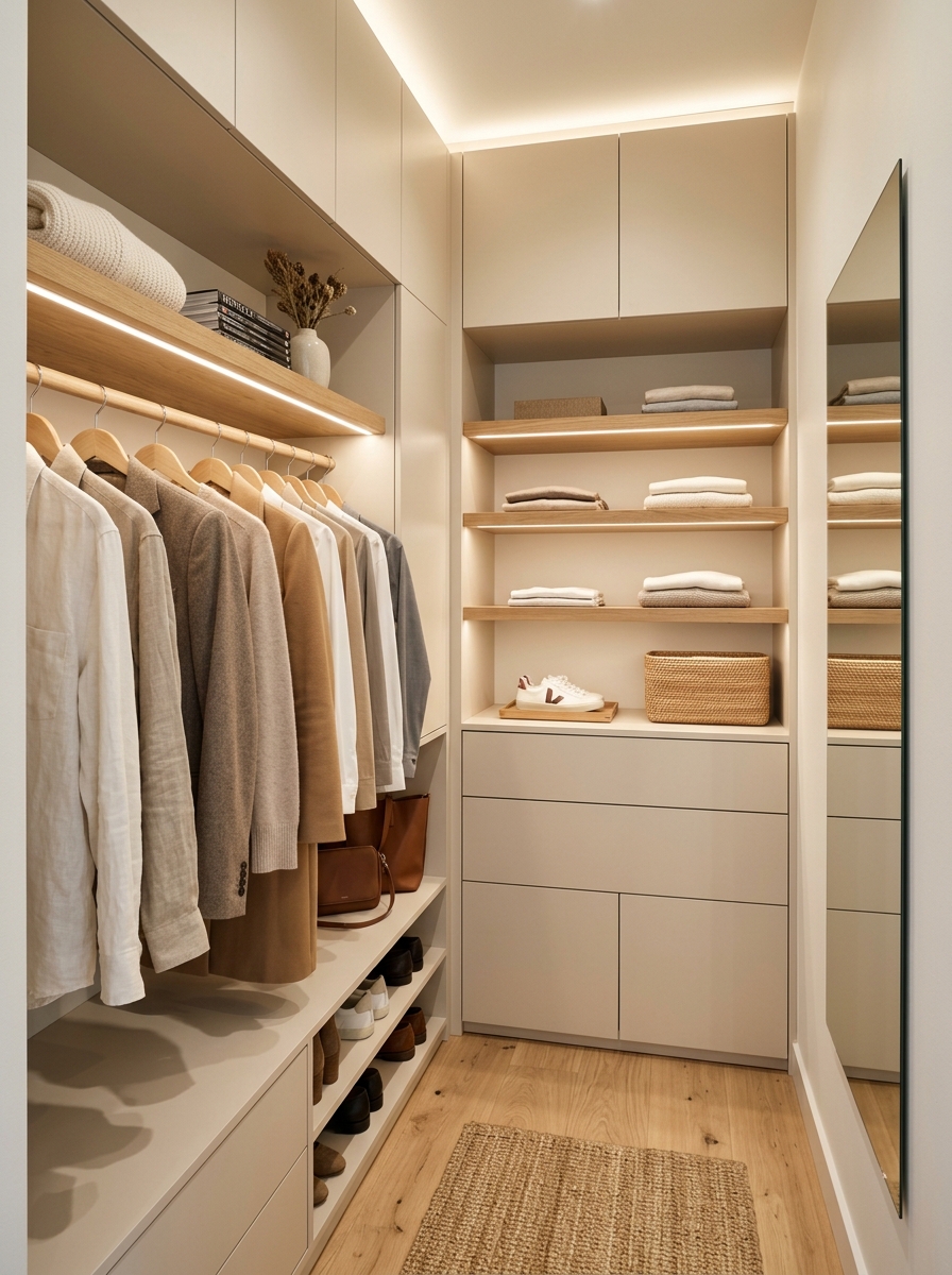 Minimalist Luxury Closet with Hidden Storage